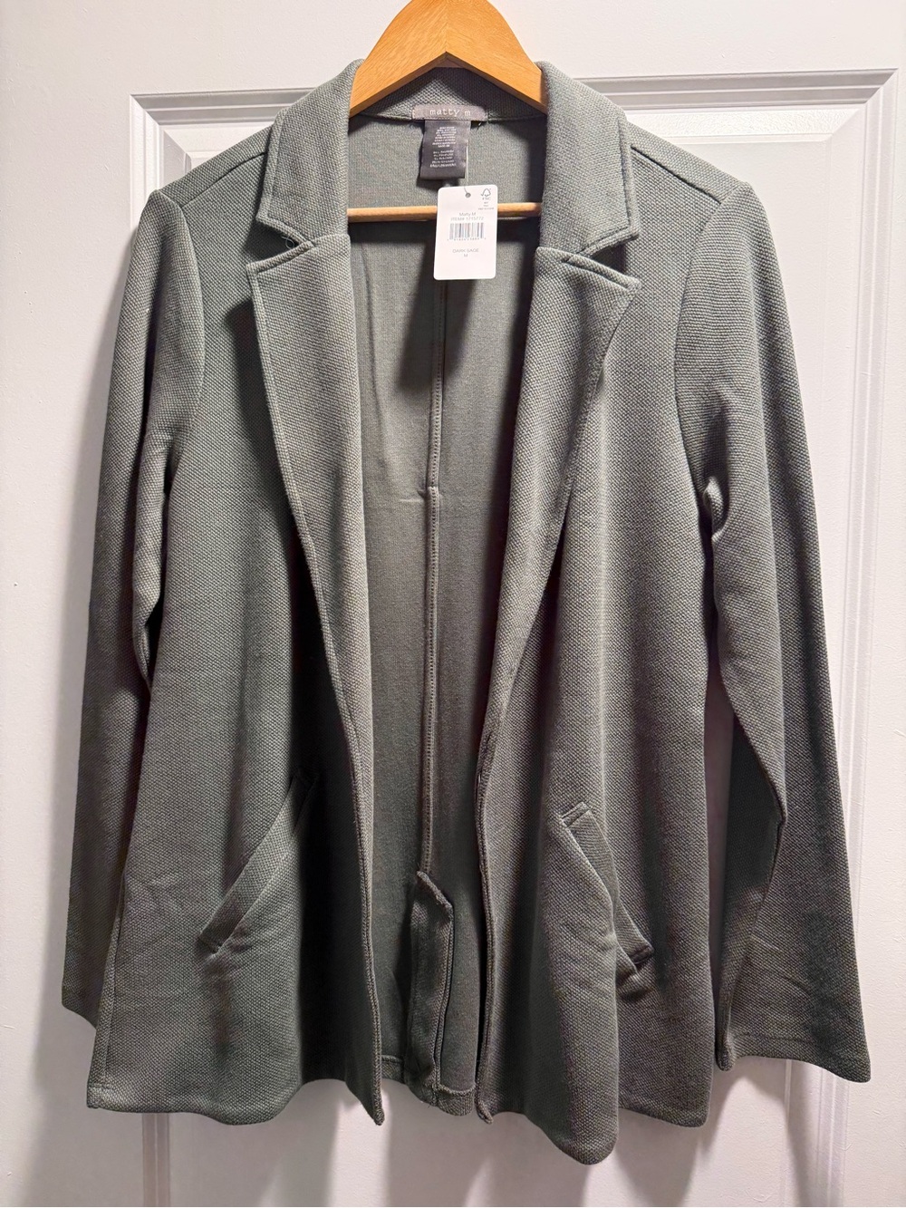 Matty M Sage Green Open-Front Blazer Jacket